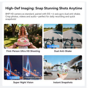 X01 800W MP Camera Anti-Shake 4K Video Recording WIFI AI Translation LensesSmart Glasses Charging Case Chat GPT AI Assistant
