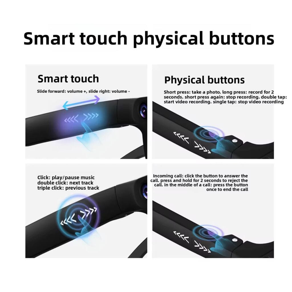 CY03 AI Smart Camera Glasses With 8 Million Pixel 1080P Resolution Dual Speaker for Clear Calls 290mAh Long Battery