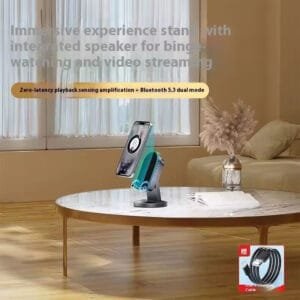 Wireless Speaker Mobile Phone Stand with Colorful Light Microphone Home Speaker Wireless Home Theater Speaker Phone Stand