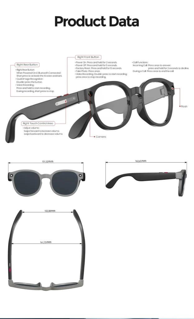 Sports Smart Glasses Handsfree Open Music Sunglasses Wireless UV Protection Touch Control BT Call Magnetic Rechargeable