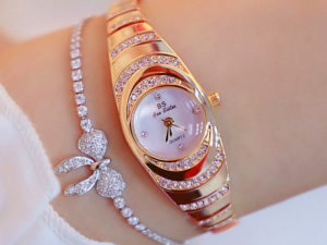 BS FA1540 Fashion Stylish Quartz Diamonds Watch Ladies Gold Wristwatch Luxury Girls Simple Waterproof Watches Women Watch